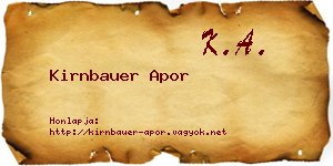 Kirnbauer Apor névjegykártya